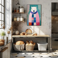 Charming Polar Bear with Scarf Animal Poster PosterGoat