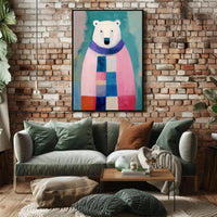 Charming Polar Bear with Scarf Animal Poster PosterGoat