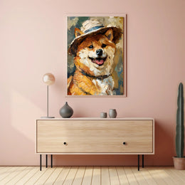 Charming Shiba Inu With Hat Animal Poster PosterGoat
