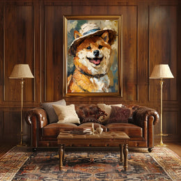 Charming Shiba Inu With Hat Animal Poster PosterGoat