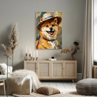 Charming Shiba Inu With Hat Animal Poster PosterGoat