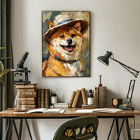 Charming Shiba Inu With Hat Animal Poster PosterGoat