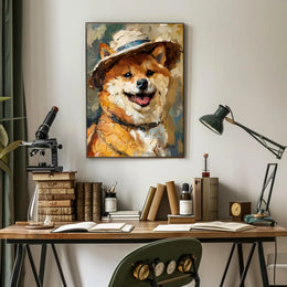 Charming Shiba Inu With Hat Animal Poster PosterGoat
