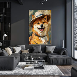 Charming Shiba Inu With Hat Animal Poster PosterGoat