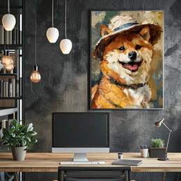 Charming Shiba Inu With Hat Animal Poster PosterGoat