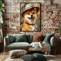 Charming Shiba Inu With Hat Animal Poster PosterGoat