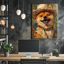 Charming Shiba Inu in a Hat Animal Poster PosterGoat