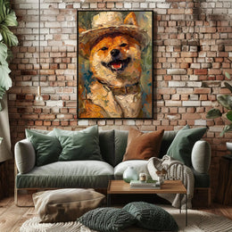 Charming Shiba Inu in a Hat Animal Poster PosterGoat
