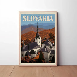 Charming Slovakia Village Scenery in Vintage Travel Poster PosterGoat