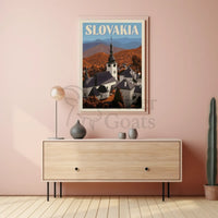 Charming Slovakia Village Scenery in Vintage Travel Poster PosterGoat
