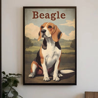 Charming Vintage Beagle Illustration Poster PosterGoat