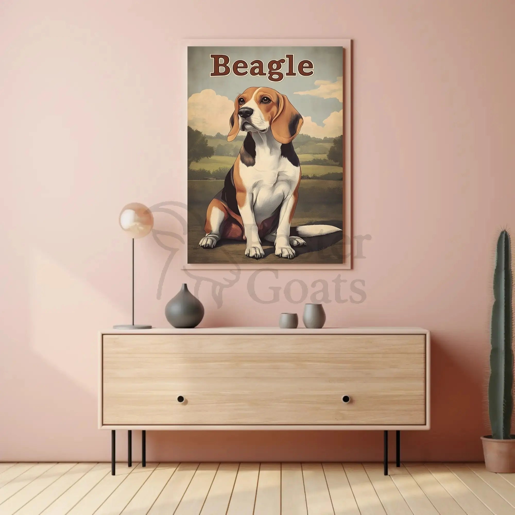 Charming Vintage Beagle Illustration Poster PosterGoat