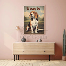 Charming Vintage Beagle Illustration Poster PosterGoat