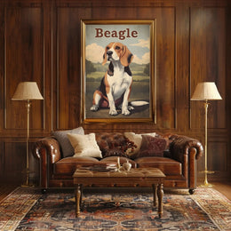 Charming Vintage Beagle Illustration Poster PosterGoat