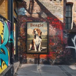 Charming Vintage Beagle Illustration Poster PosterGoat