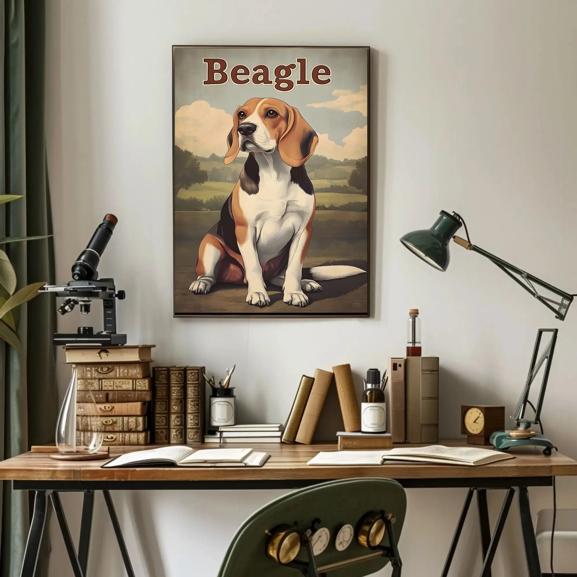Charming Vintage Beagle Illustration Poster PosterGoat