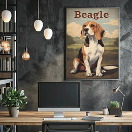 Charming Vintage Beagle Illustration Poster PosterGoat