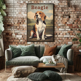 Charming Vintage Beagle Illustration Poster PosterGoat