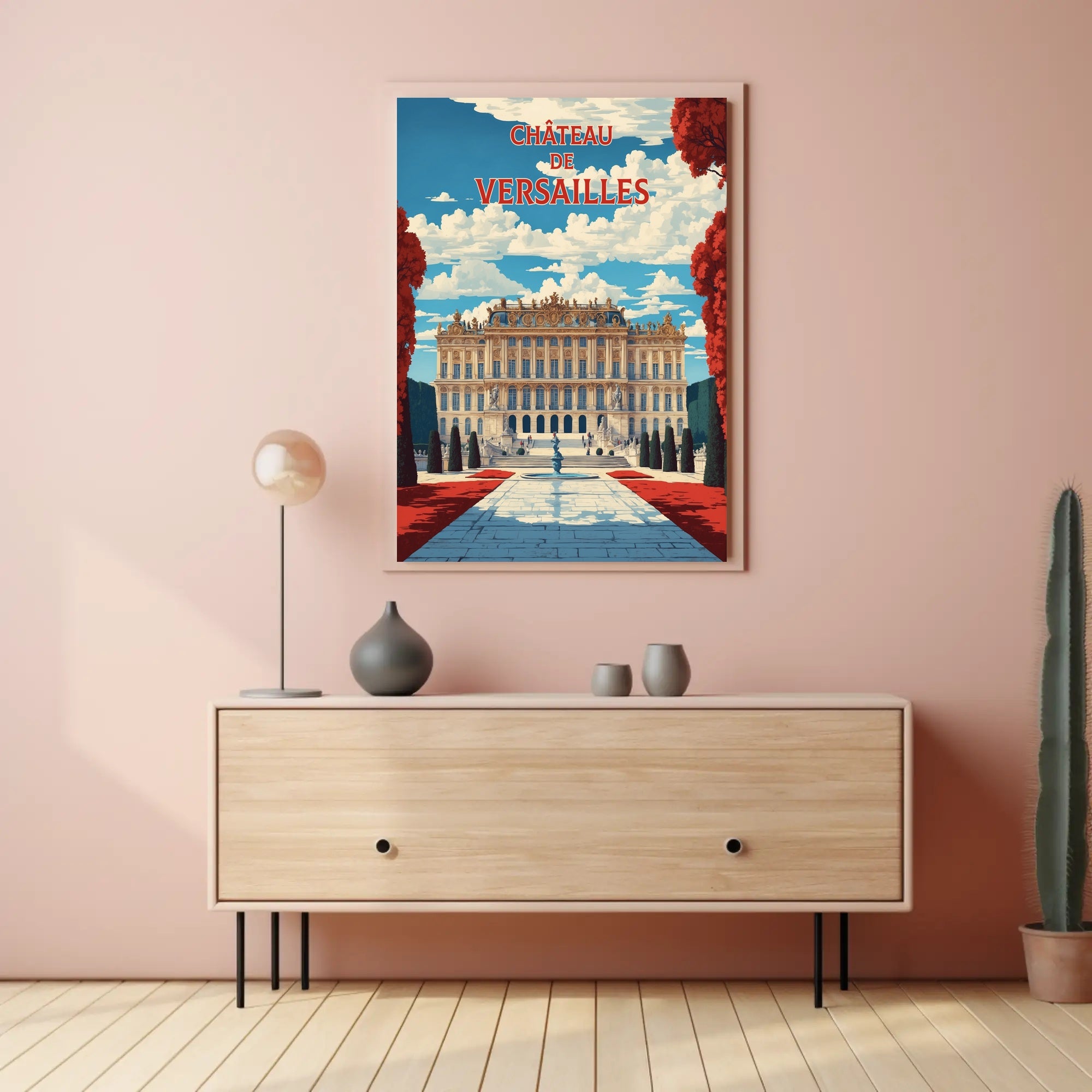 Château de Versailles Vintage Travel Illustration Poster PosterGoat