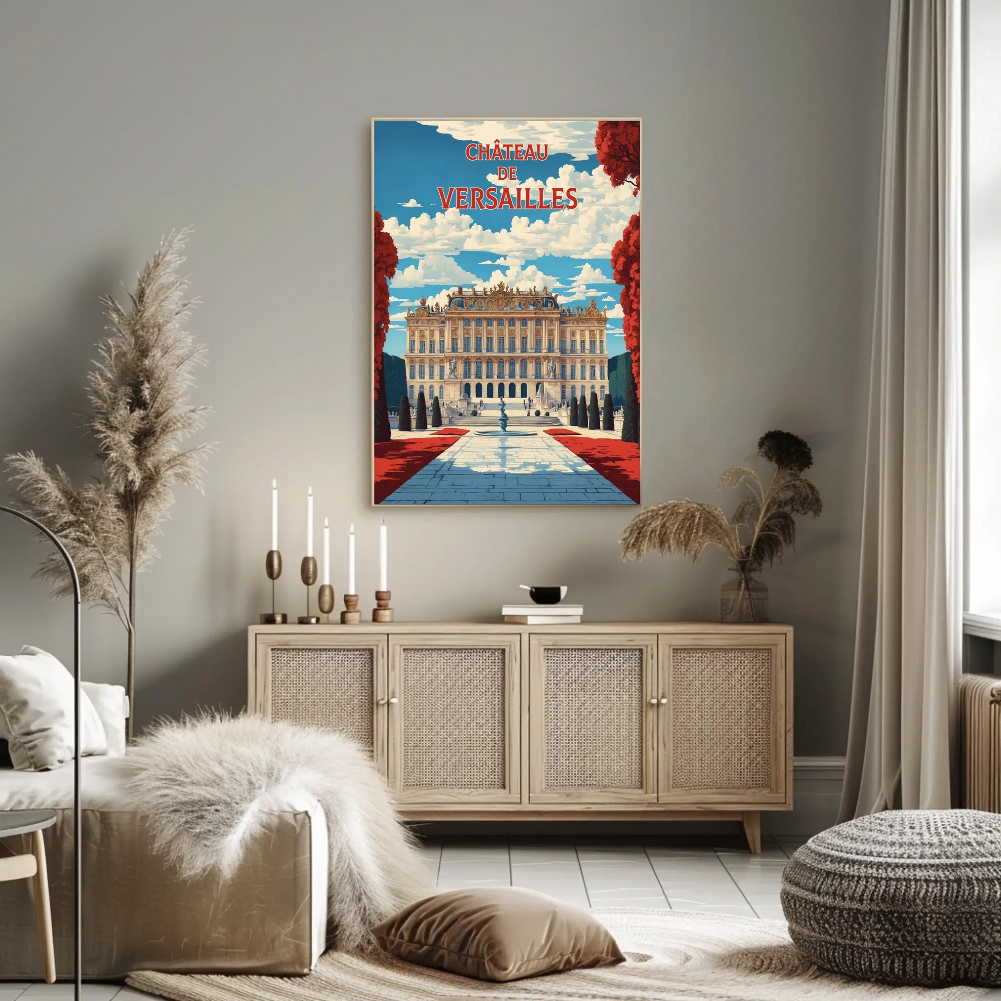Château de Versailles Vintage Travel Illustration Poster PosterGoat