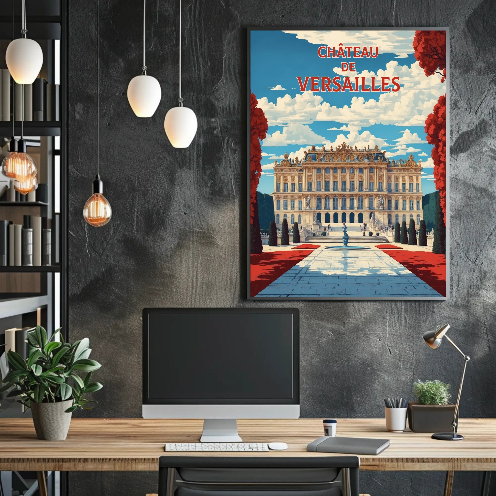 Château de Versailles Vintage Travel Illustration Poster PosterGoat