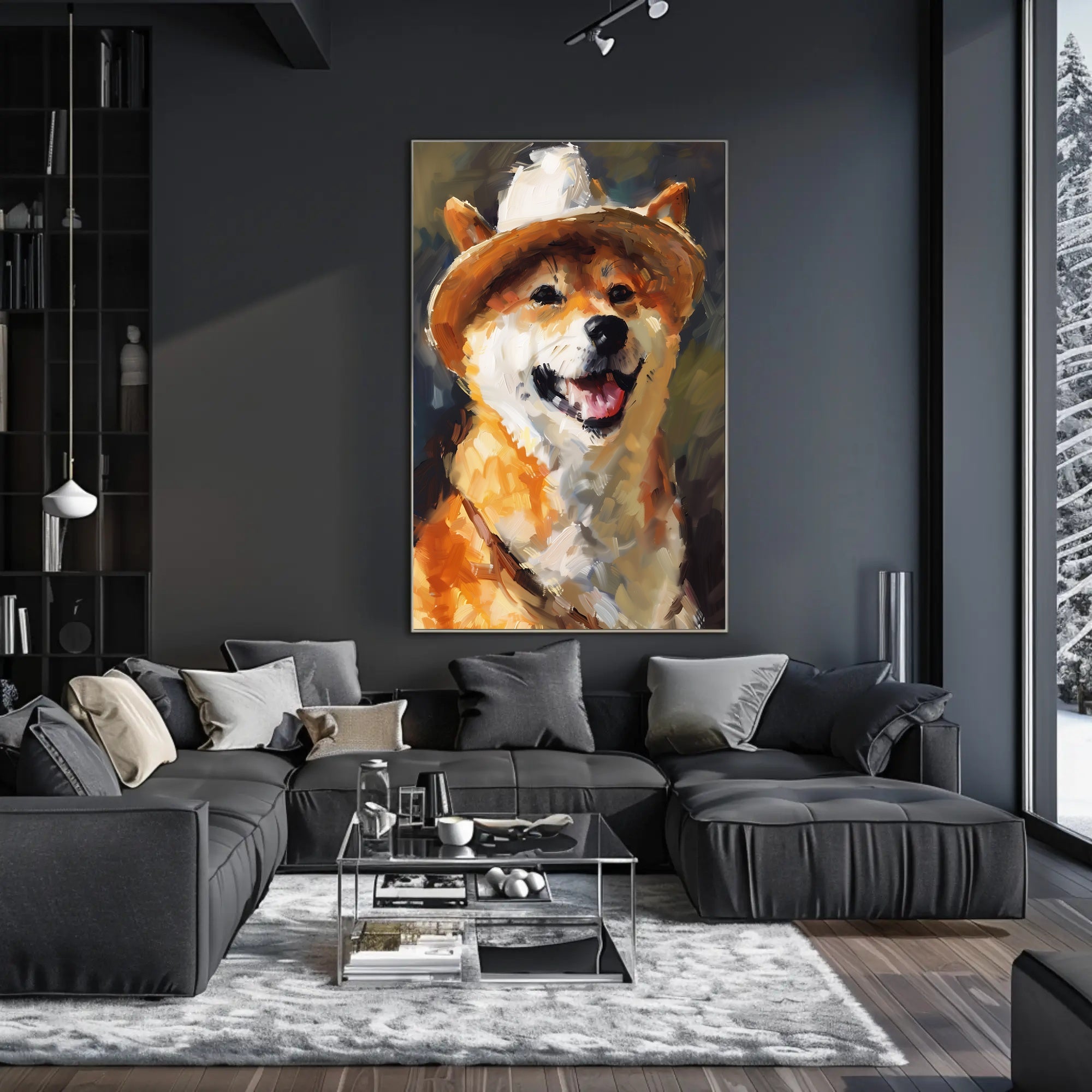 Cheerful Shiba Inu in Fedora Dog Breed Poster PosterGoat