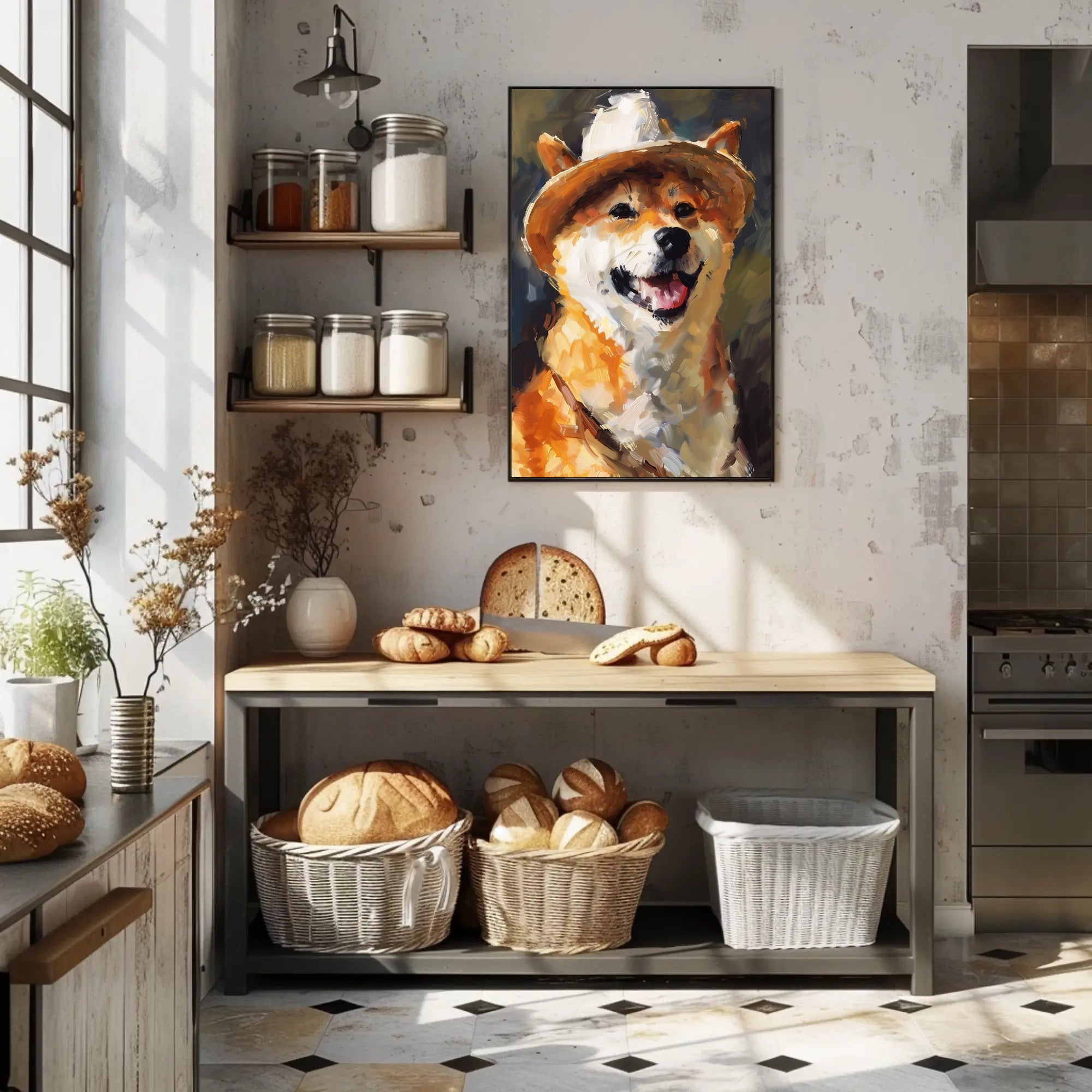 Cheerful Shiba Inu in Fedora Dog Breed Poster PosterGoat