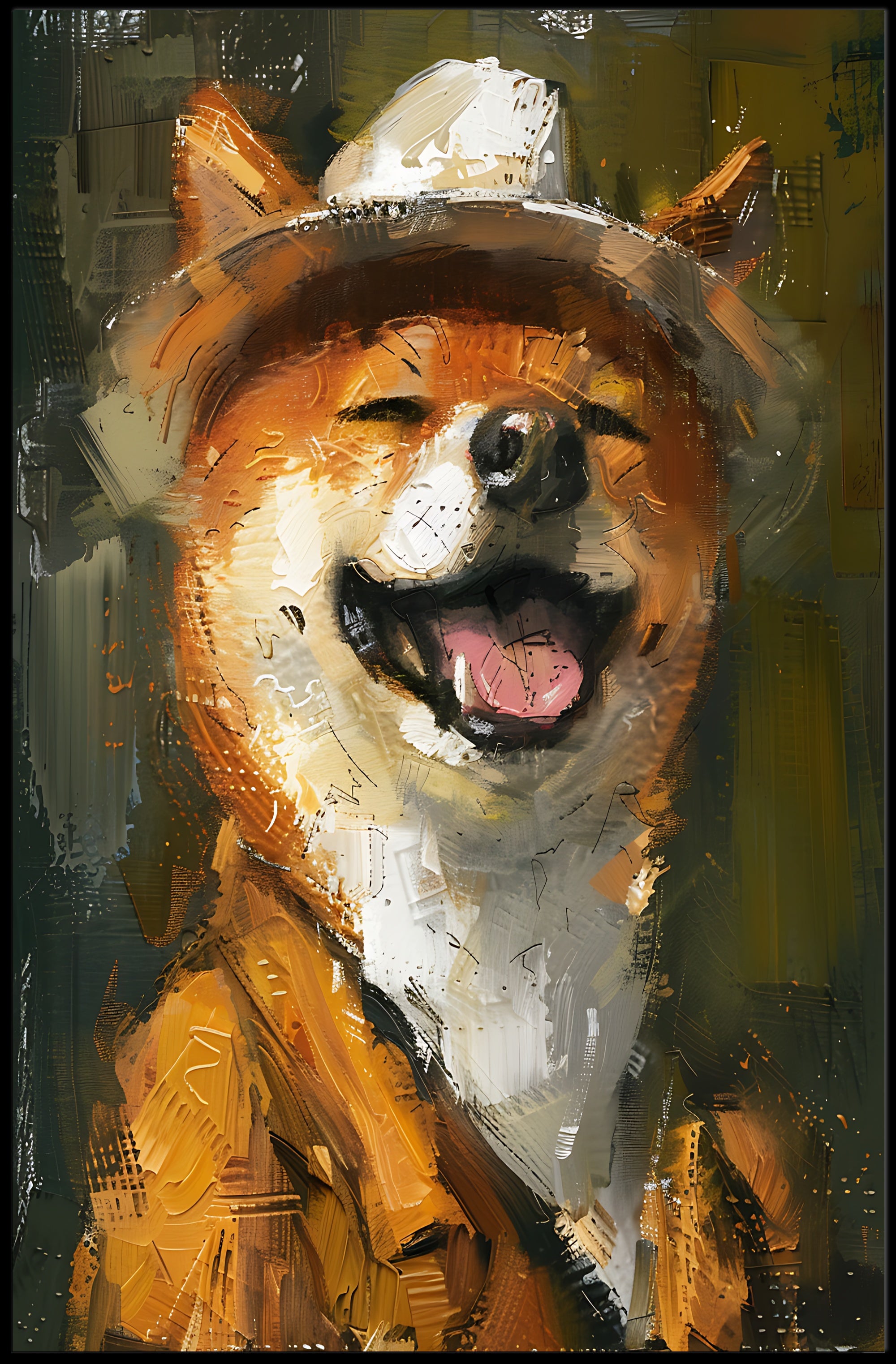 Cheerful Shiba Inu in Fedora and Suit Animal Poster PosterGoat