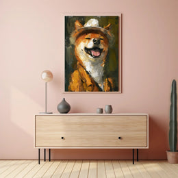Cheerful Shiba Inu in Fedora and Suit Animal Poster PosterGoat