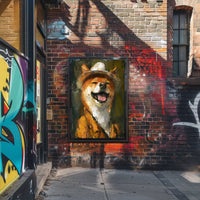 Cheerful Shiba Inu in Fedora and Suit Animal Poster PosterGoat