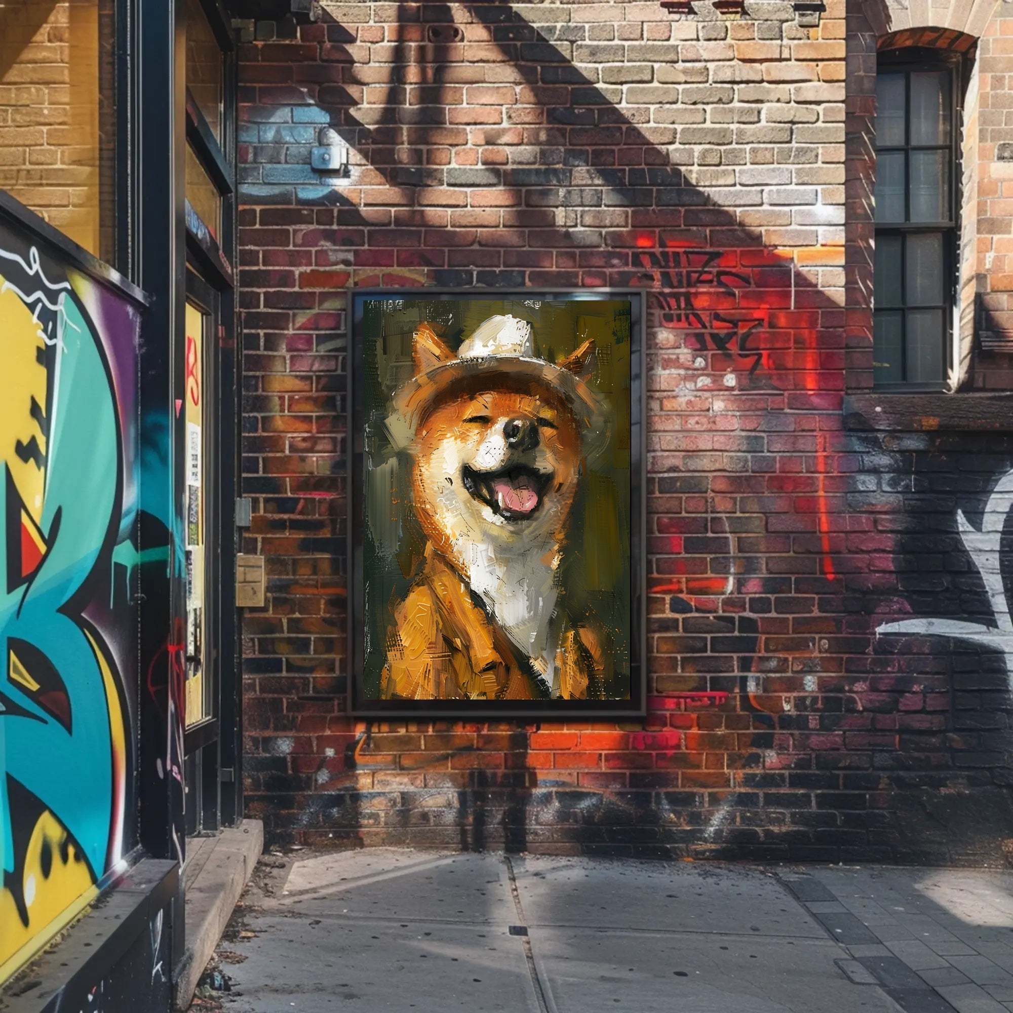 Cheerful Shiba Inu in Fedora and Suit Animal Poster PosterGoat