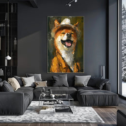 Cheerful Shiba Inu in Fedora and Suit Animal Poster PosterGoat