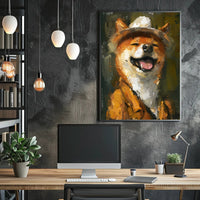 Cheerful Shiba Inu in Fedora and Suit Animal Poster PosterGoat