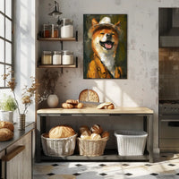 Cheerful Shiba Inu in Fedora and Suit Animal Poster PosterGoat