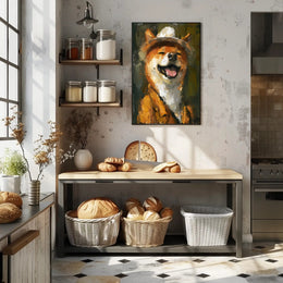 Cheerful Shiba Inu in Fedora and Suit Animal Poster PosterGoat