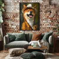 Cheerful Shiba Inu in Fedora and Suit Animal Poster PosterGoat