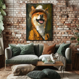 Cheerful Shiba Inu in Fedora and Suit Animal Poster PosterGoat