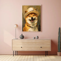 Cheerful Shiba Inu in Stylish Hat Dog Breed Poster PosterGoat