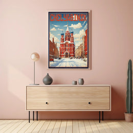 Chelyabinsk Red-Brick Building Winter Scene Urban Cityscape Poster PosterGoat