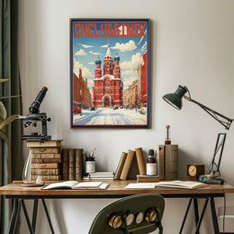 Chelyabinsk Red-Brick Building Winter Scene Urban Cityscape Poster PosterGoat
