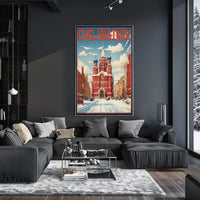 Chelyabinsk Red-Brick Building Winter Scene Urban Cityscape Poster PosterGoat