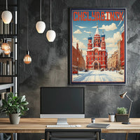 Chelyabinsk Red-Brick Building Winter Scene Urban Cityscape Poster PosterGoat