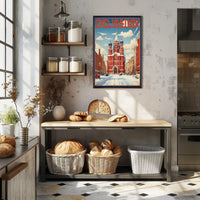 Chelyabinsk Red-Brick Building Winter Scene Urban Cityscape Poster PosterGoat