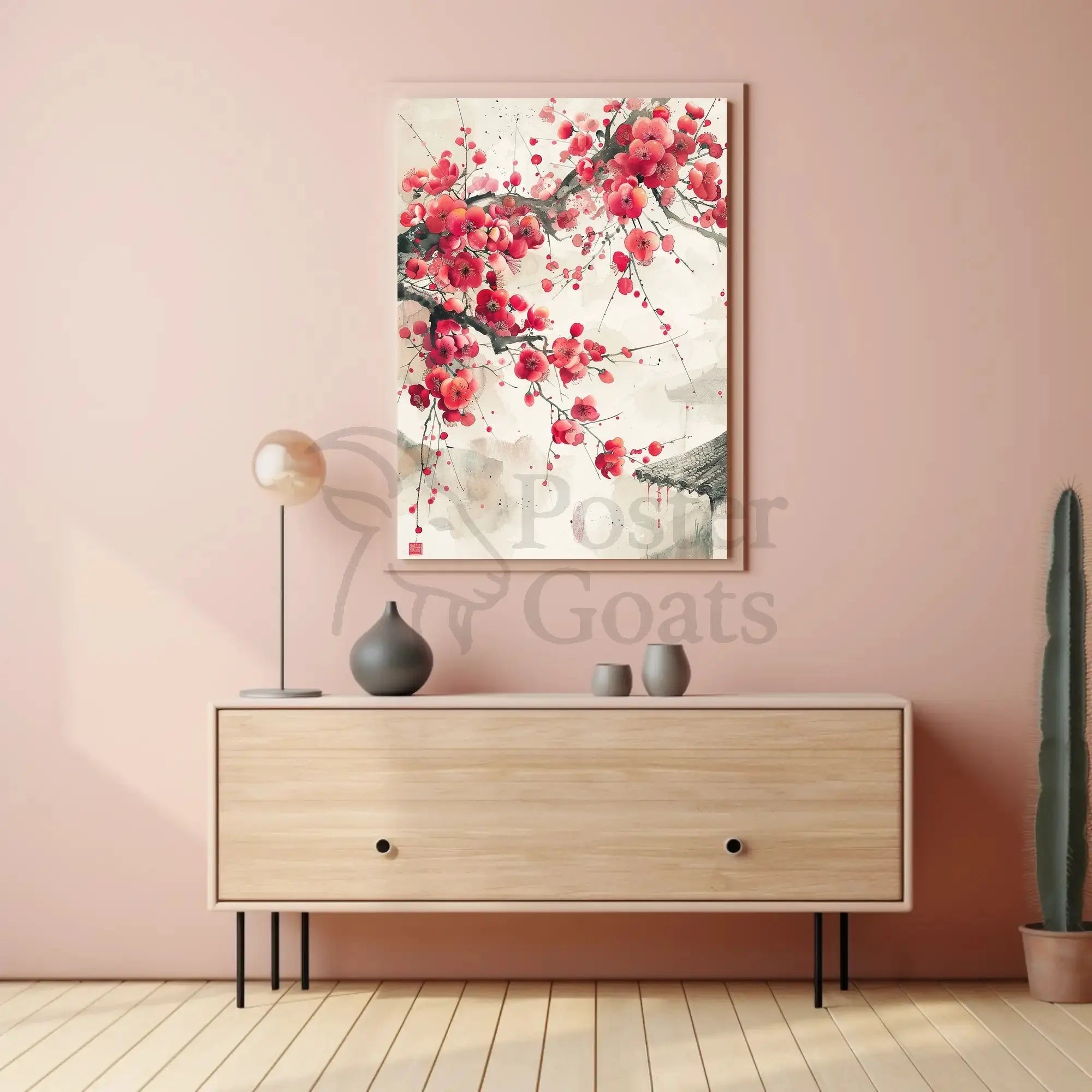 Cherry Blossom Harmony: East Asian Art Poster PosterGoat