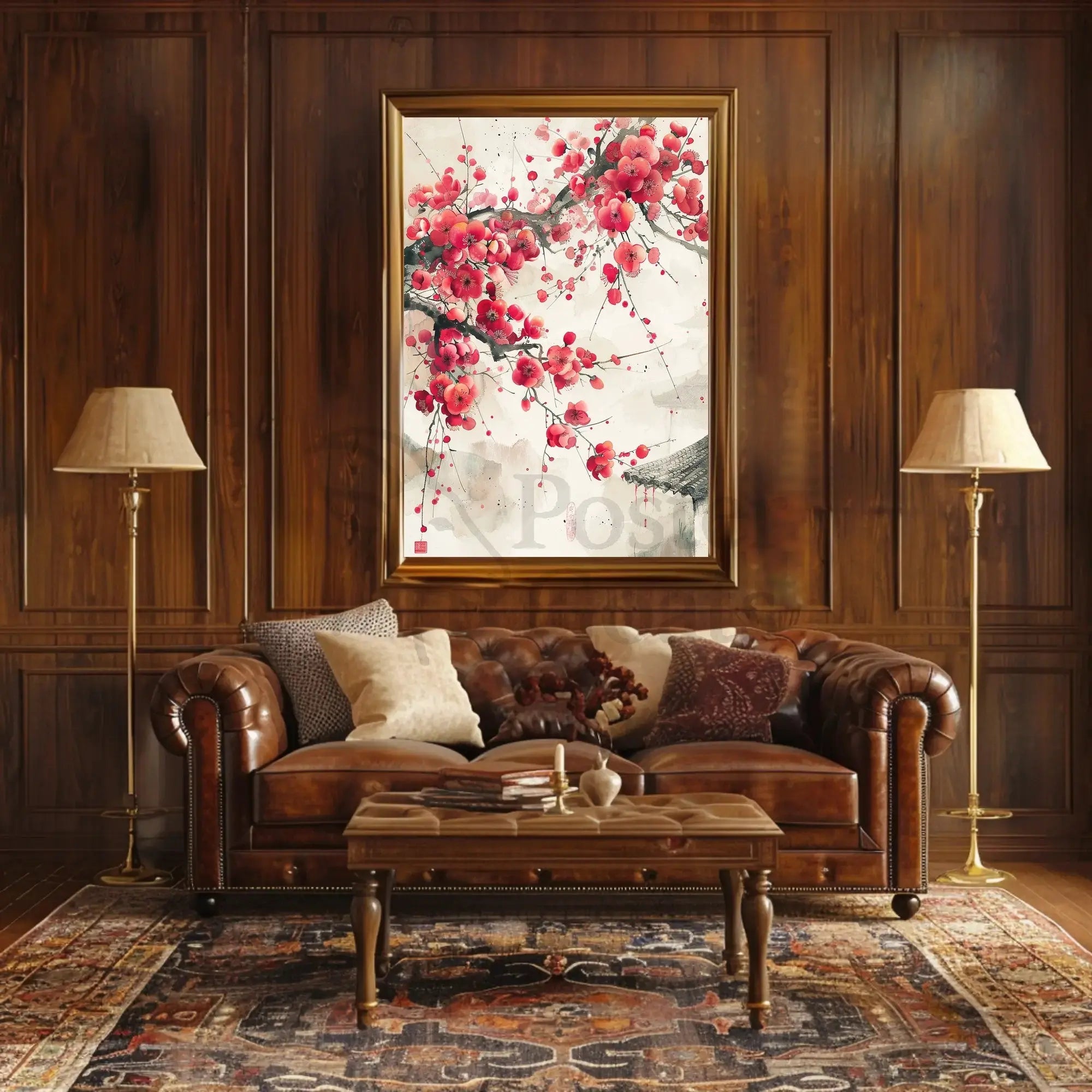 Cherry Blossom Harmony: East Asian Art Poster PosterGoat