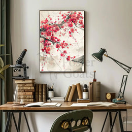 Cherry Blossom Harmony: East Asian Art Poster PosterGoat