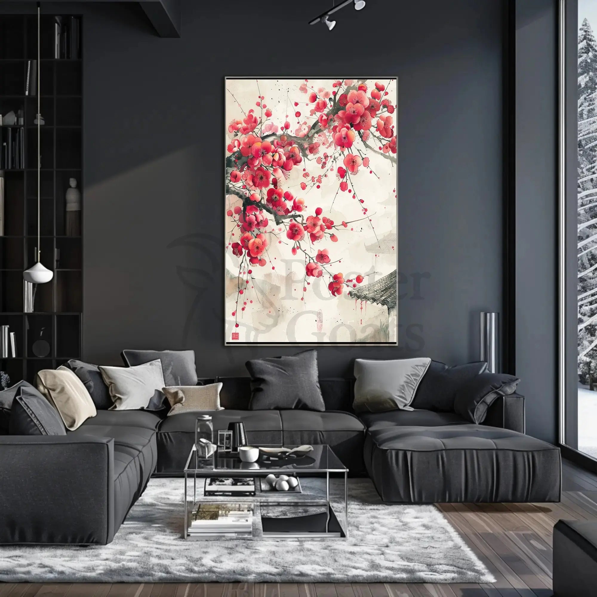 Cherry Blossom Harmony: East Asian Art Poster PosterGoat