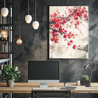 Cherry Blossom Harmony: East Asian Art Poster PosterGoat