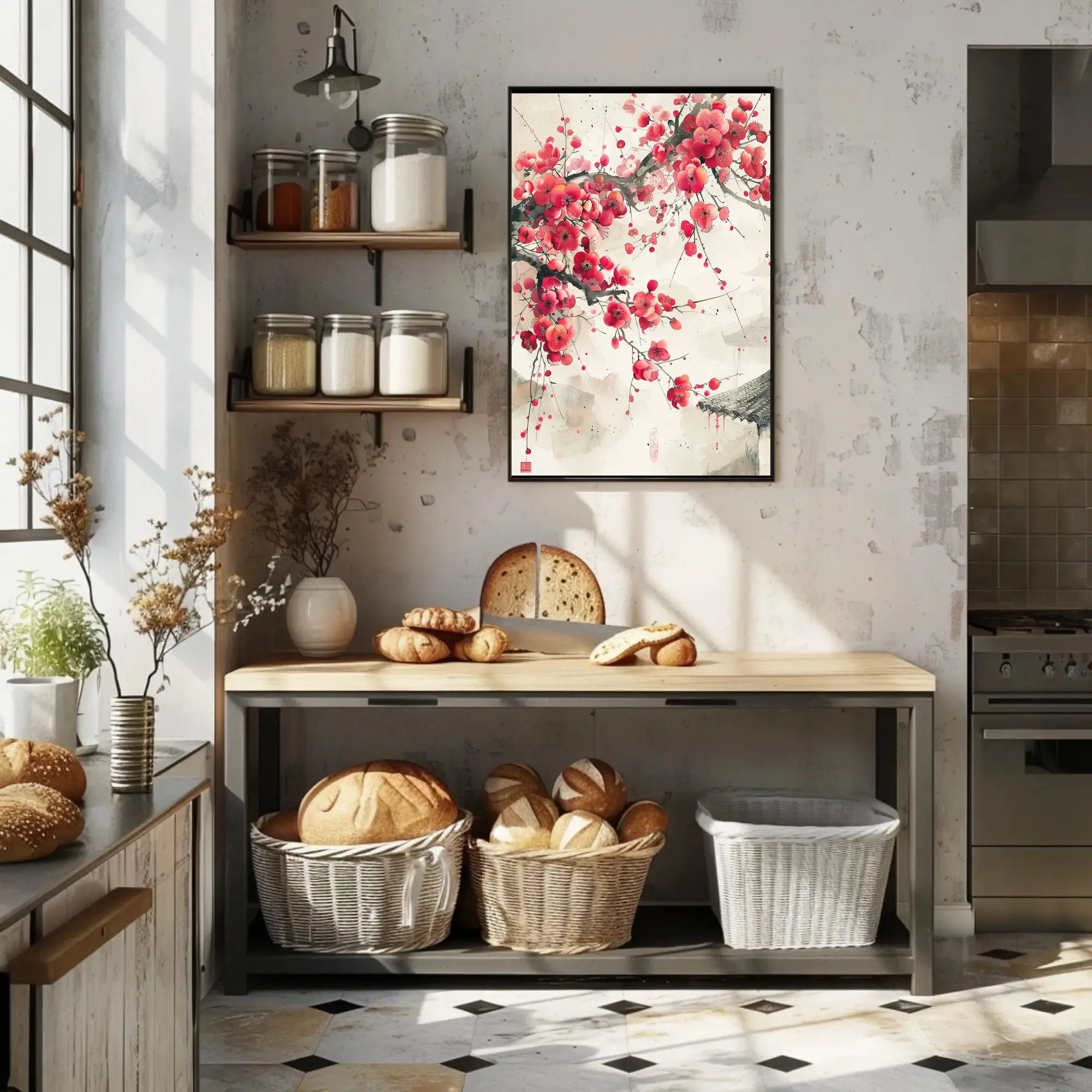 Cherry Blossom Harmony: East Asian Art Poster PosterGoat