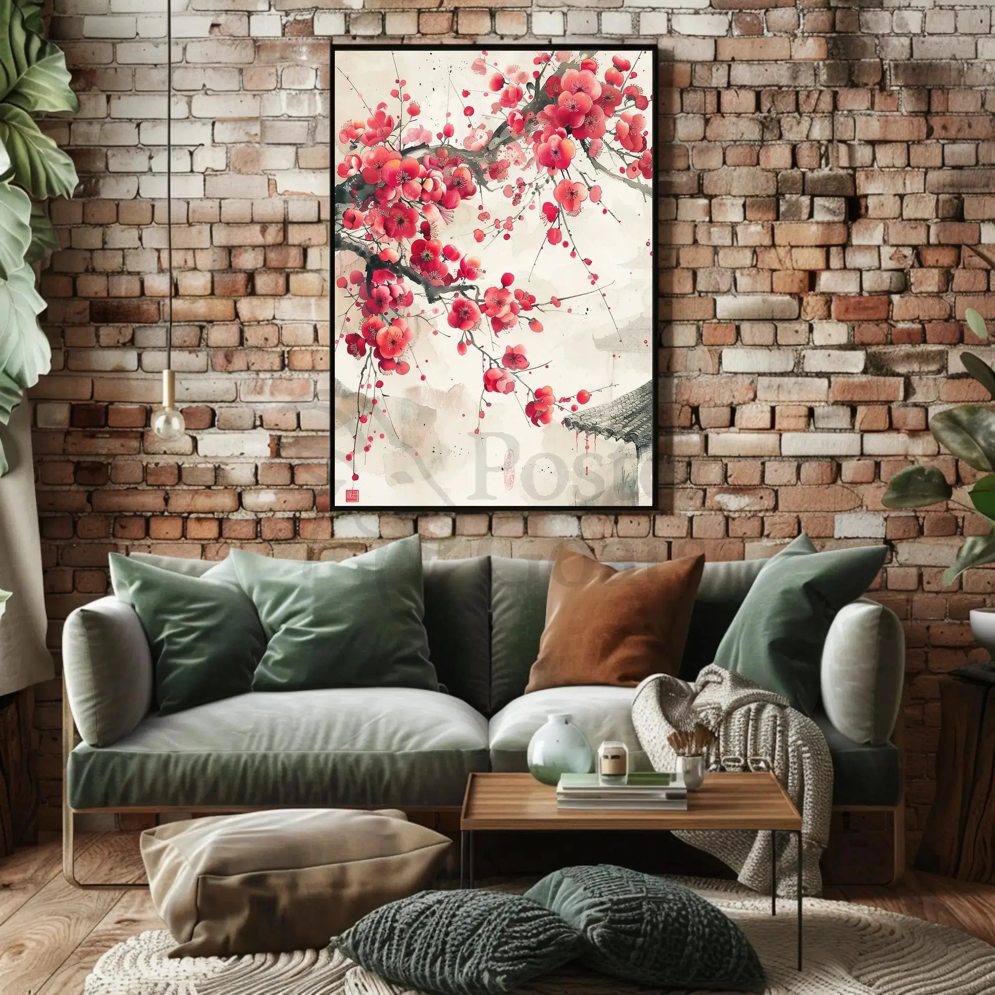 Cherry Blossom Harmony: East Asian Art Poster PosterGoat